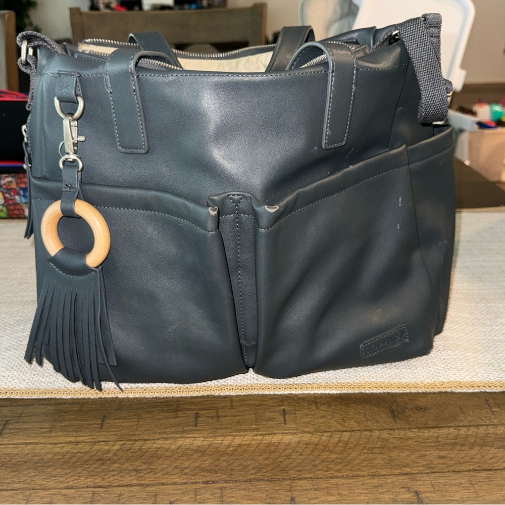 Baby diaper bag leather
